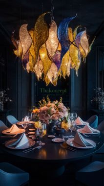 Ý TƯỞNG ĐÈN CHÙM TRANG TRÍ BÀN ĂN 2